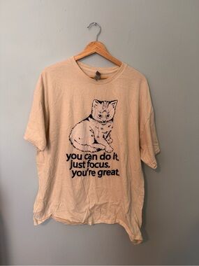 badknees Warm Beige Cat Graphic Tee
